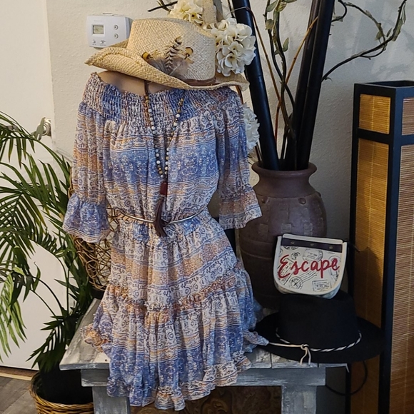 BO HO VICI MULTI M DRESS OFF SHOLDERS NEW - Picture 3 of 16